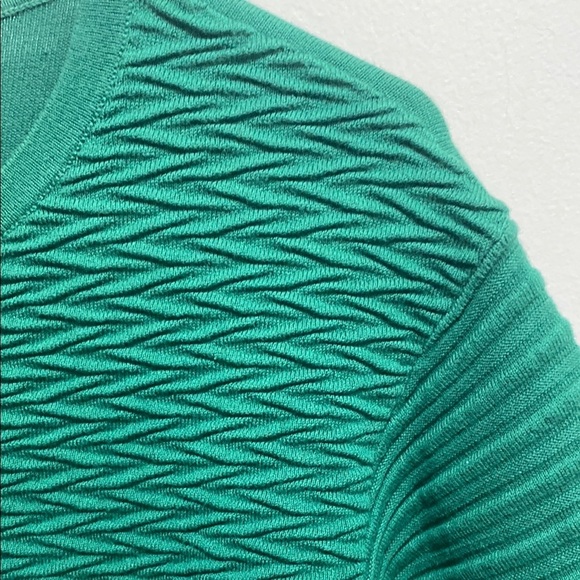 Trouvé Green Crew Neck Sweater with Textured Knit 3/4 Sleeves XS - Picture 3 of 4